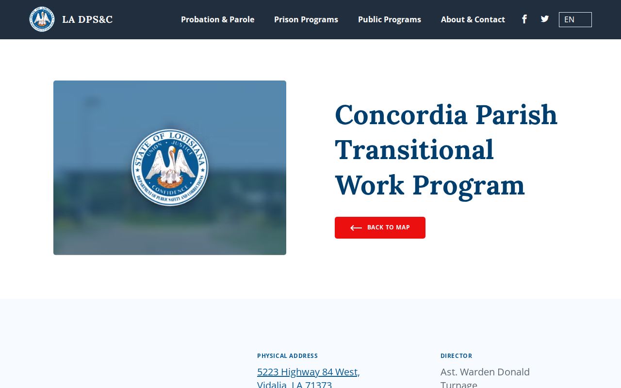 Concordia Parish Transitional Work Program discharge and contact record
