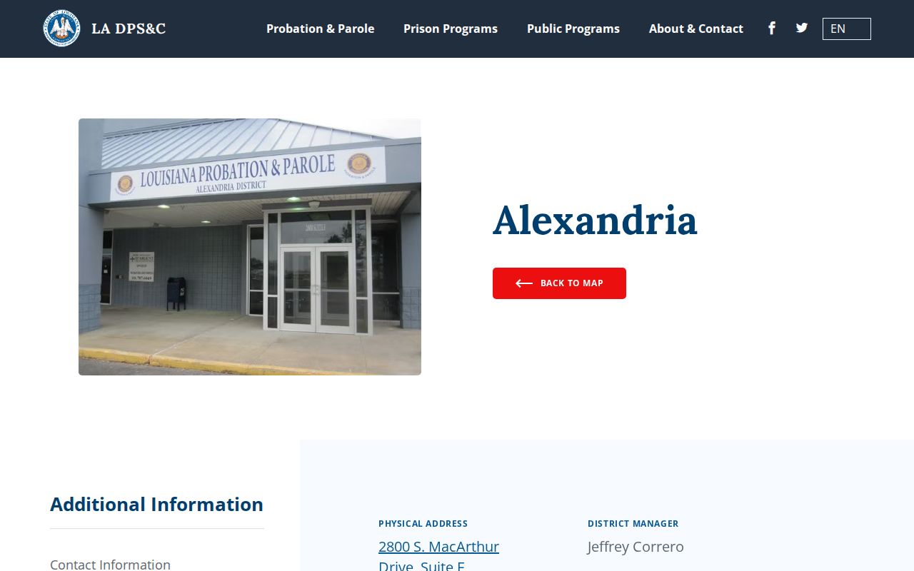 Alexandria District office for Concordia Parish parole and probation records